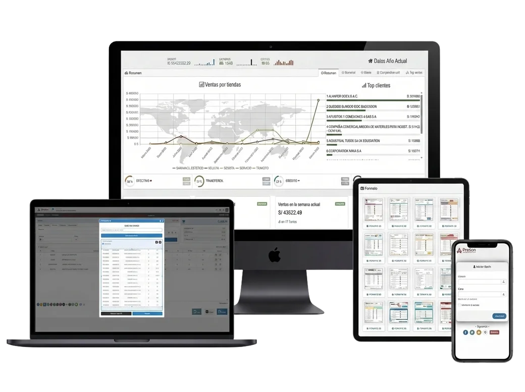 Sistema de Facturación Electrónica Prasen en múltiples dispositivos.